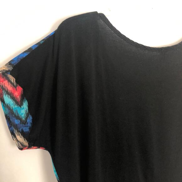 Discreet Multicolor Y2K Chevron Top Juniors Large Artsy Minimalist Dressy Flowy - Picture 7 of 11